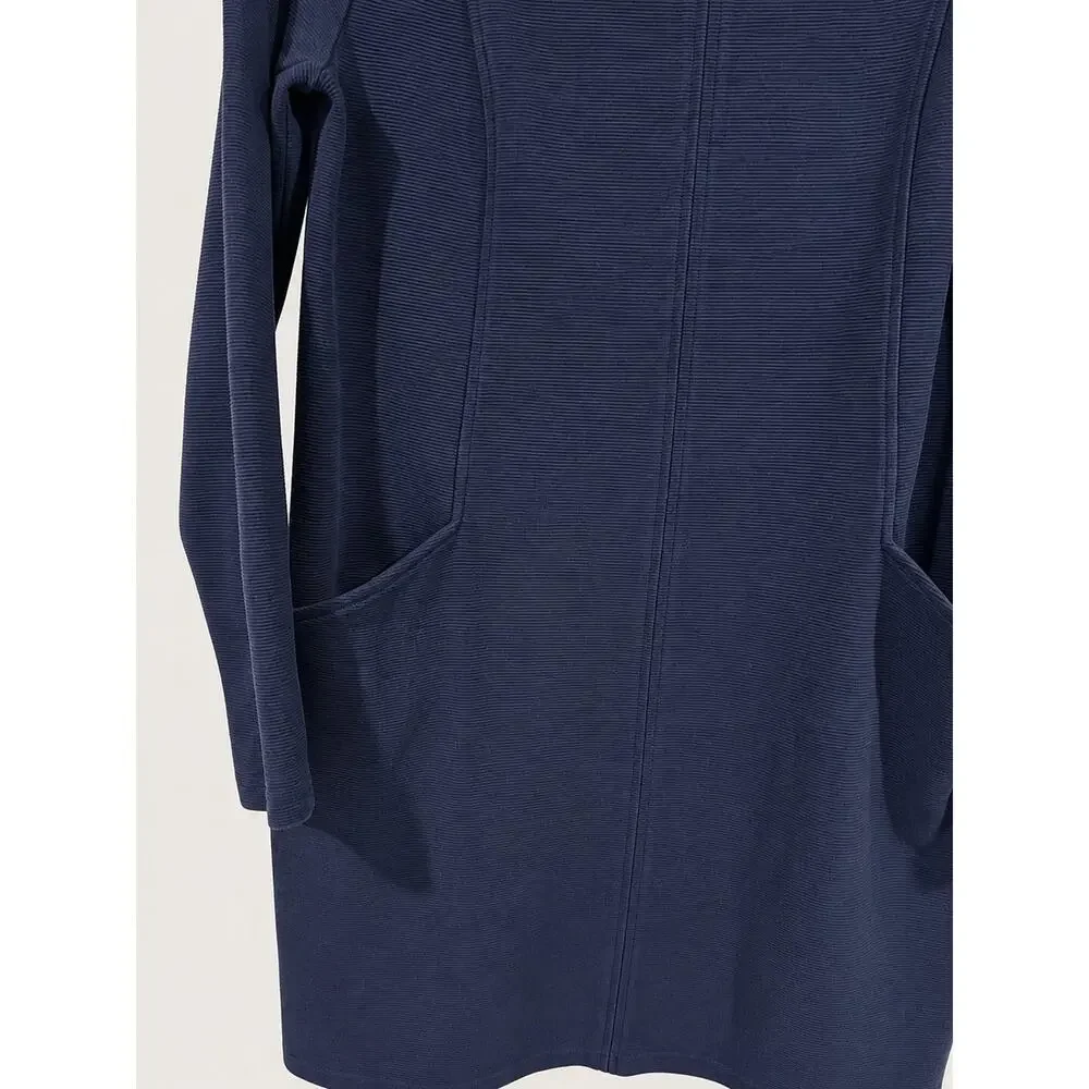 Boden Ellen Ottoman Dress Women Size 12 Regular Navy Ribbed Shift Pockets Preppy